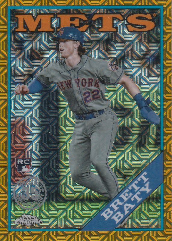 Brett Baty 2023 Topps Silver Pack #T88C-14 1988 Chrome Promo - Gold Refractor (Series 1) /50 Rookie PSA 10