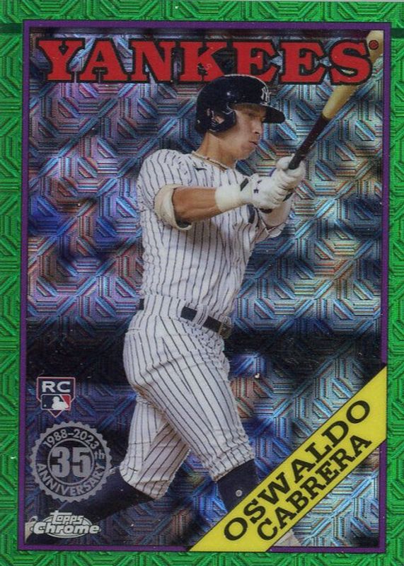 Oswaldo Cabrera 2023 Topps Silver Pack #T88C-61 1988 Chrome Promo - Green Refractor (Series 1) /99 Rookie PSA 10