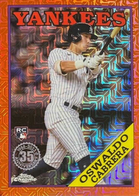 Oswaldo Cabrera 2023 Topps Silver Pack #T88C-61 1988 Chrome Promo - Orange Refractor (Series 1) /25 Rookie PSA 10