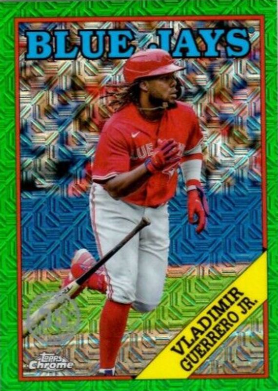 Vladimir Guerrero Jr. 2023 Topps Silver Pack #T88C-9 1988 Chrome Promo - Green Refractor (Series 1) /99 PSA 10