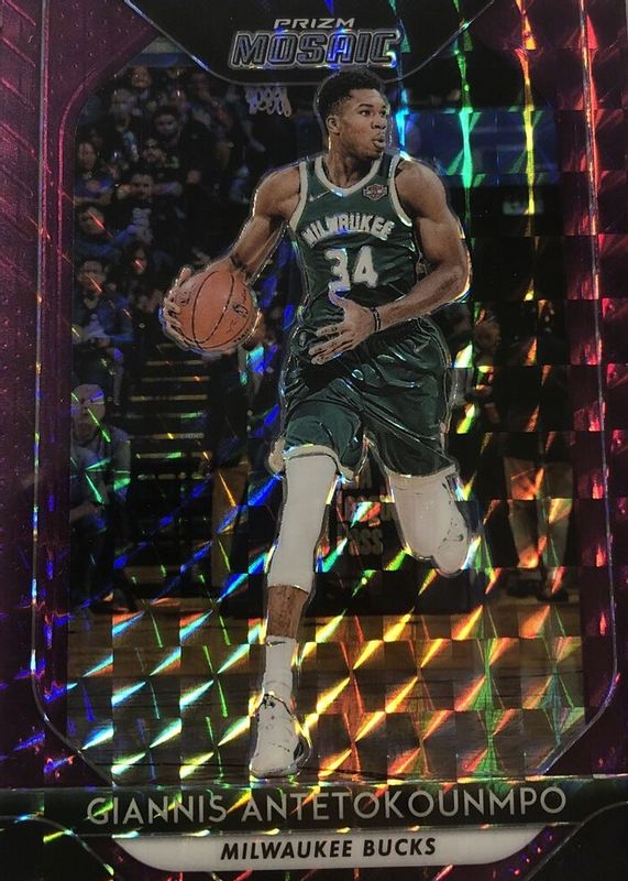 Giannis Antetokounmpo 2018 Prizm Mosaic #30 Purple /49 PSA 10