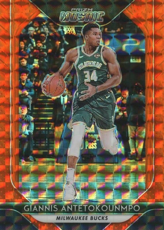 Giannis Antetokounmpo 2018 Prizm Mosaic #30 Orange /99 SGC 9.5