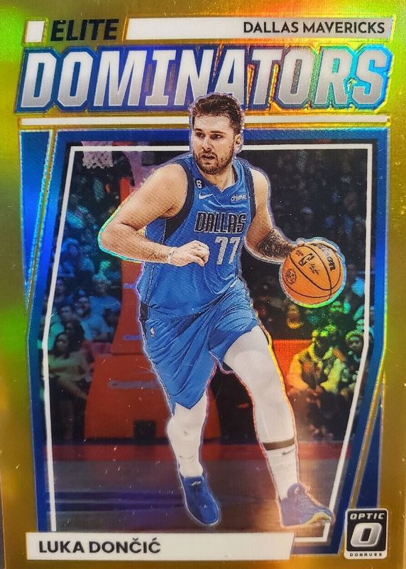 Luka Doncic 2022 Optic #4 Elite Dominators - Gold /10 BGS 9