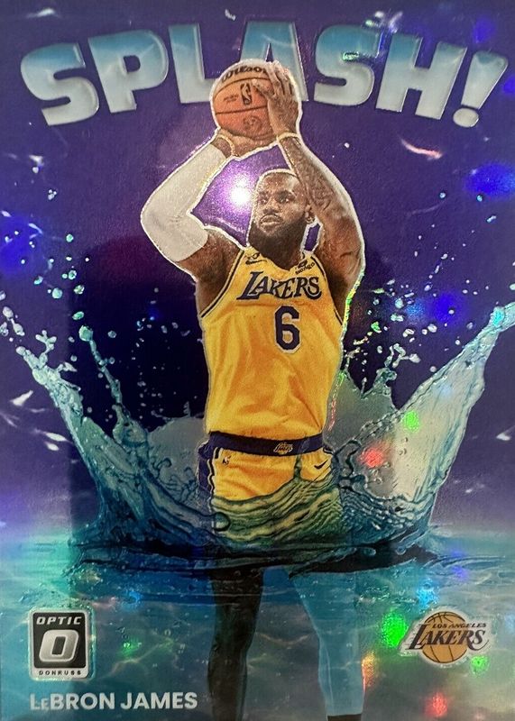 LeBron James 2022 Optic #15 Splash! - Purple PSA 8