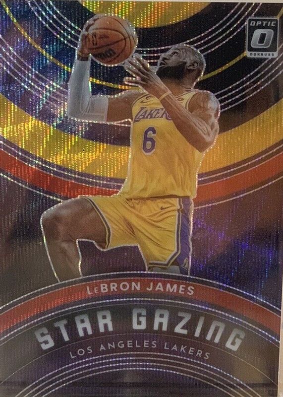 LeBron James 2022 Optic #12 Star Gazing - Red & Gold Wave /99 PSA 10