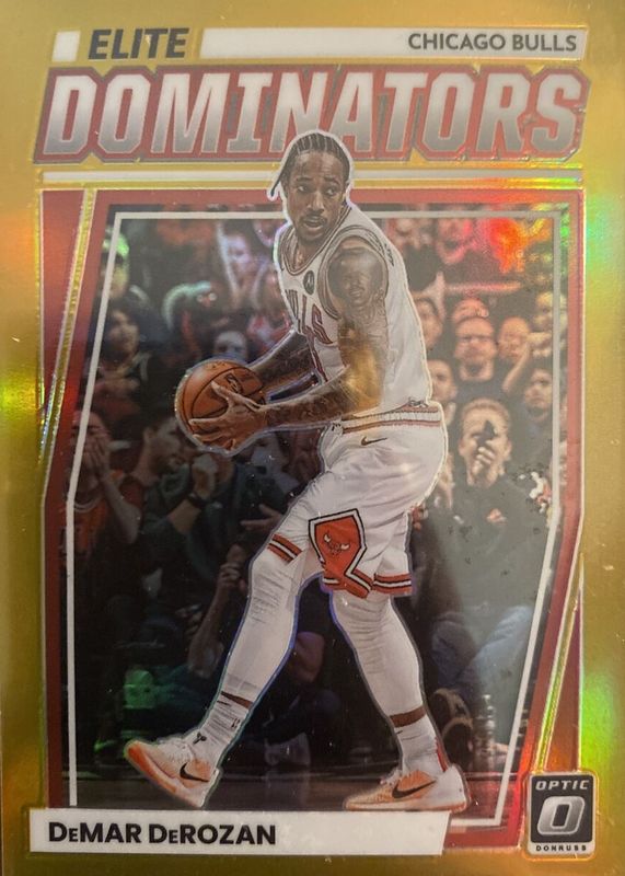 DeMar DeRozan 2022 Optic #13 Elite Dominators - Gold /10 PSA 9