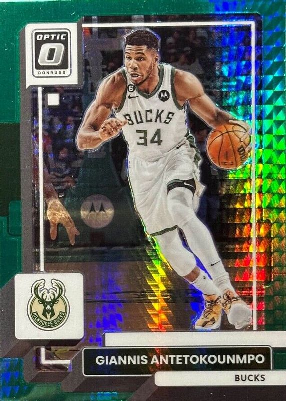 Giannis Antetokounmpo 2022 Optic #75 Hyper Green PSA 10