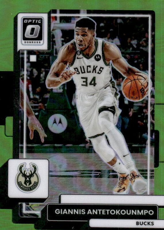 Giannis Antetokounmpo 2022 Optic #75 Lime Green /149 PSA 10