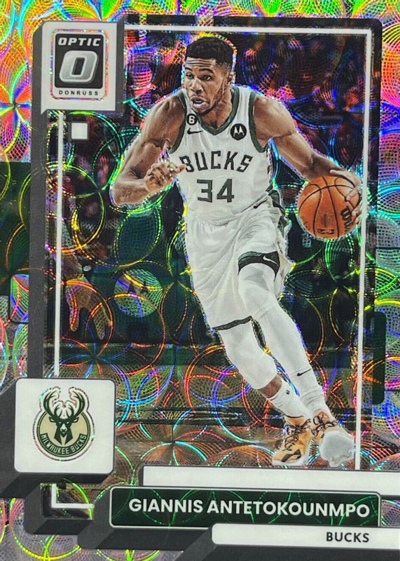 Giannis Antetokounmpo 2022 Optic #75 Premium Box Set /249 PSA 10