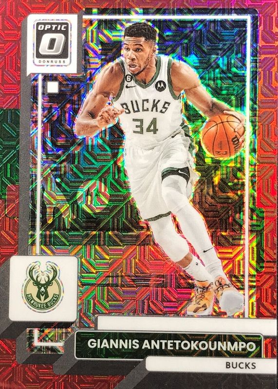 Giannis Antetokounmpo 2022 Optic #75 Choice Red /88 PSA 10