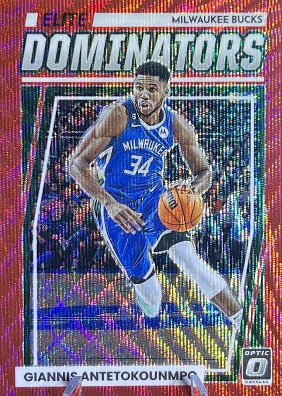 Giannis Antetokounmpo 2022 Optic #21 Elite Dominators - Red Wave PSA 10