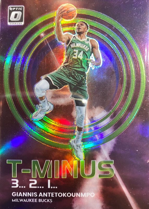 Giannis Antetokounmpo 2022 Optic #6 T-Minus 3...2...1... - Lime Green /149 PSA 10