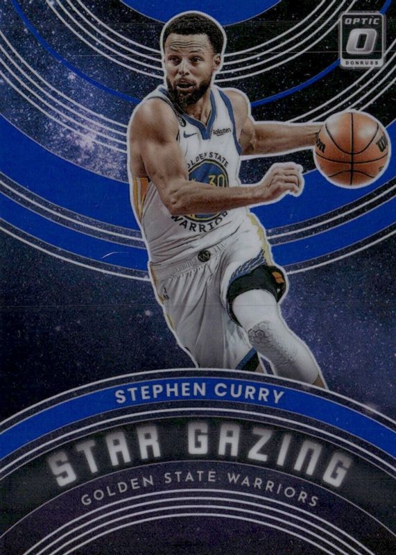 Stephen Curry 2022 Optic #10 Star Gazing - Blue /49 PSA 10