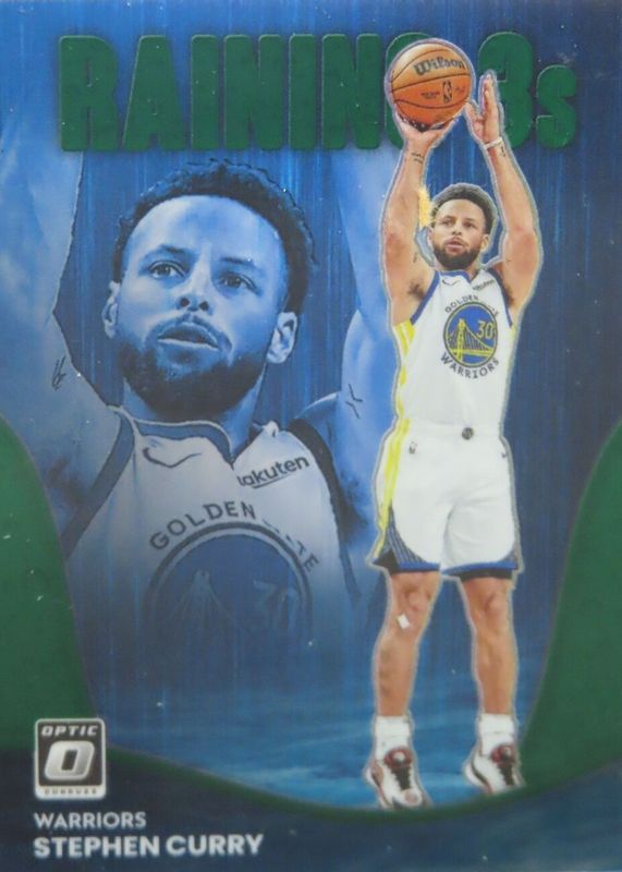 Stephen Curry 2022 Optic #1 Raining 3s - Green /5 PSA 10