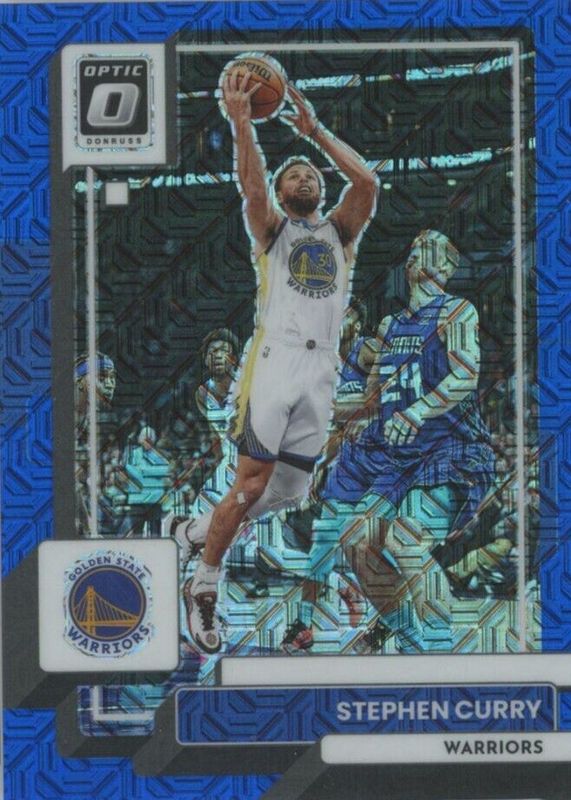 Stephen Curry 2022 Optic #96 Choice Blue Mojo /24 PSA 10