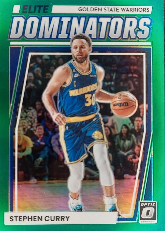 Stephen Curry 2022 Optic #7 Elite Dominators - Green /5 PSA 10