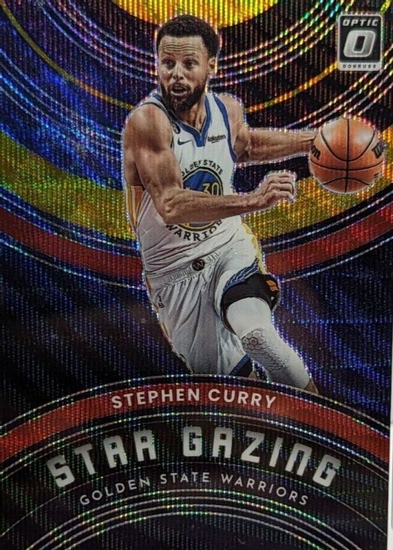 Stephen Curry 2022 Optic #10 Star Gazing - Red & Gold Wave /99 PSA 9