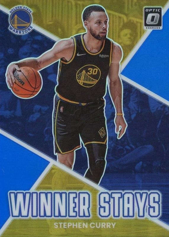 Stephen Curry 2022 Optic #18 Winner Stays - Blue /85 PSA 10