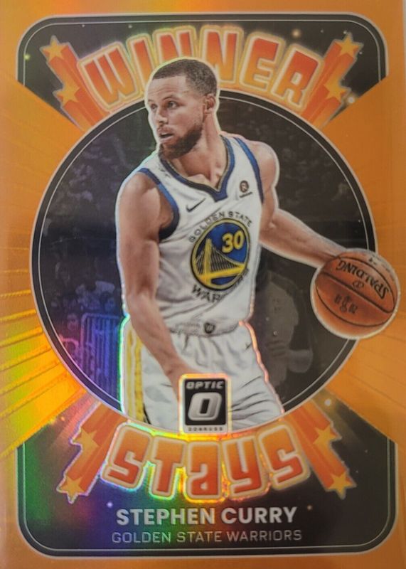 Stephen Curry 2022 Optic #18 Winner Stays - Orange /39 PSA 10