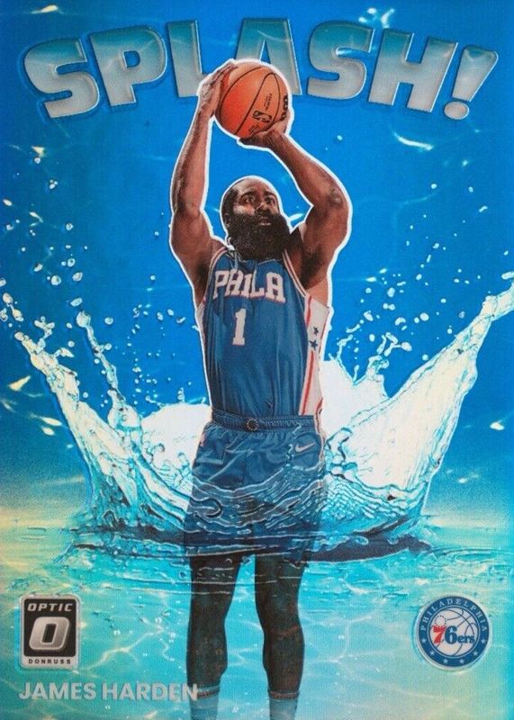 James Harden 2022 Optic #13 Splash! - Blue /85 SGC 10