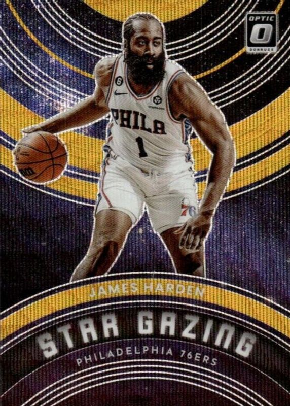 James Harden 2022 Optic #11 Star Gazing - Gold Wave /10 BGS 9