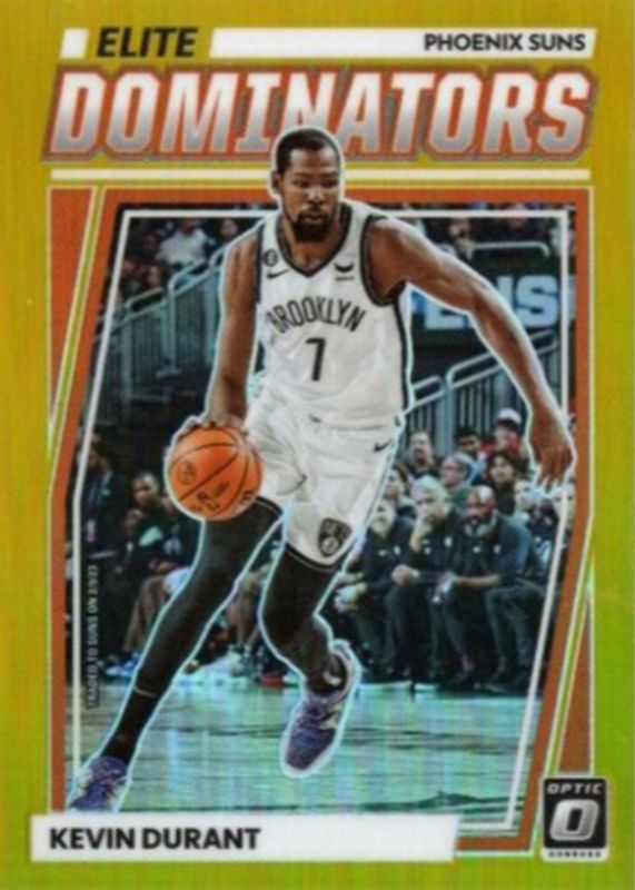 Kevin Durant 2022 Optic #25 Elite Dominators - Gold /10 BGS 9