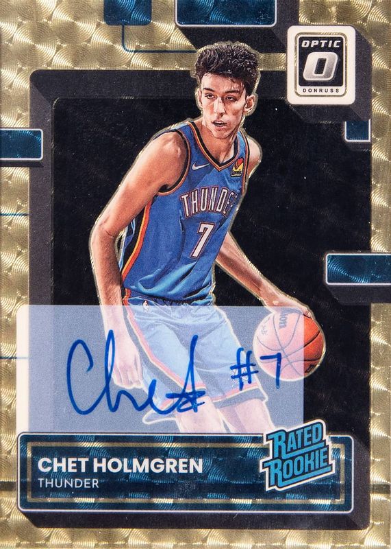 Chet Holmgren 2022 Optic #208 Rated Rookie Signatures - Gold Vinyl /1 PSA 10