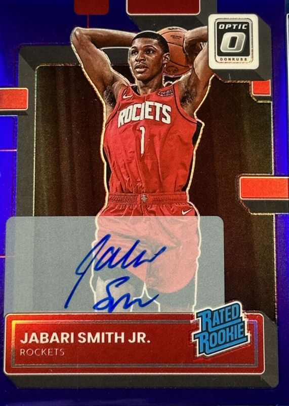 Jabari Smith Jr. 2022 Optic #240 Rated Rookie Signatures - Purple RAW