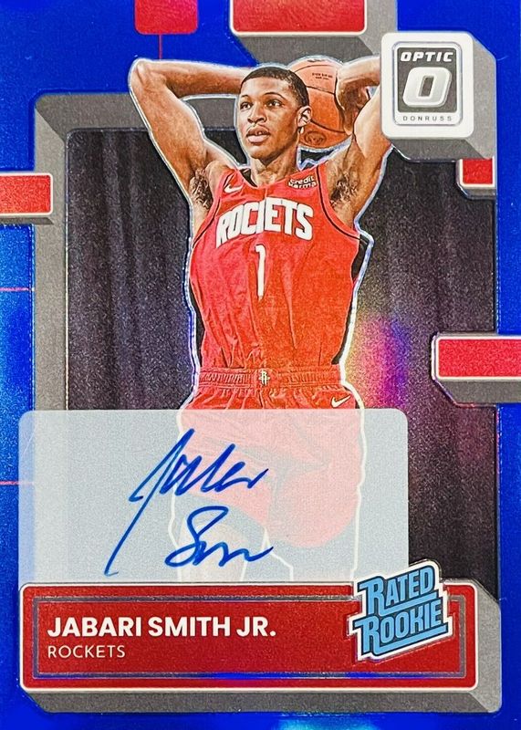 Jabari Smith Jr. 2022 Optic #240 Rated Rookie Signatures - Blue /49 PSA 10