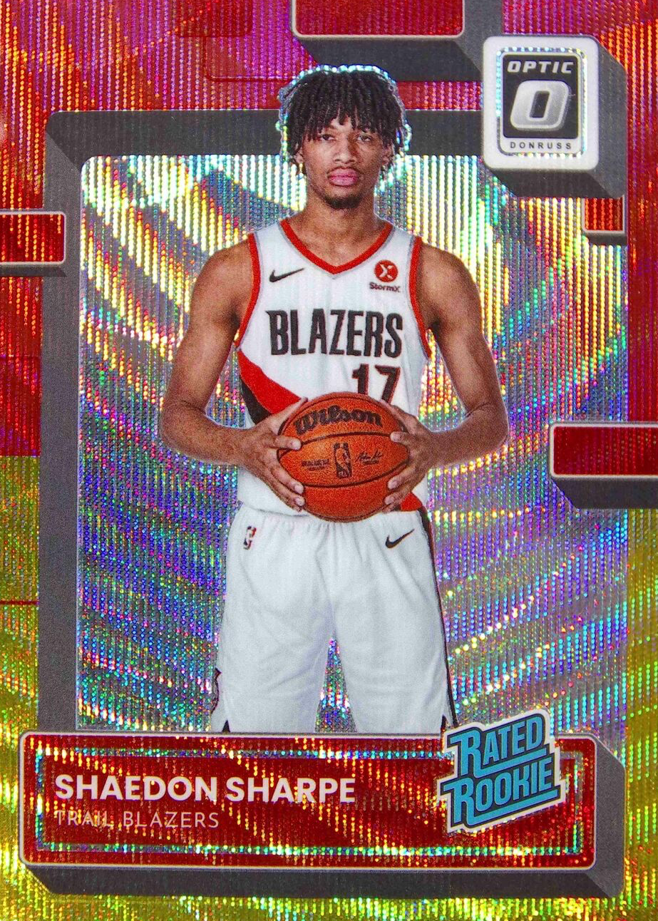 Shaedon Sharpe 2022 Optic #249 Red & Gold Wave /99 Price