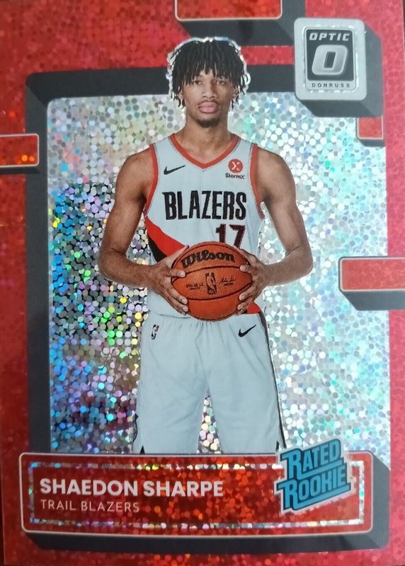 Shaedon Sharpe 2022 Optic #249 Red Sparkle Rookie PSA 10