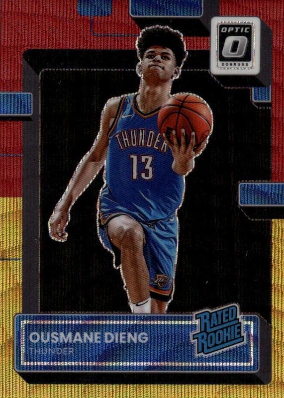 Ousmane Dieng 2022 Optic #220 Red & Gold Wave /99 Rookie PSA 10