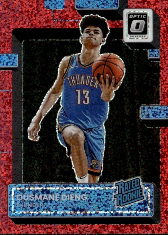 Ousmane Dieng 2022 Optic #220 Red Sparkle Rookie PSA 10