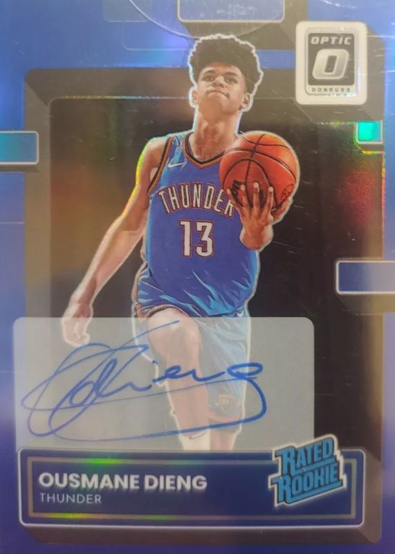 Ousmane Dieng 2022 Optic #220 Rated Rookie Signatures - Blue /49 Rookie PSA 10