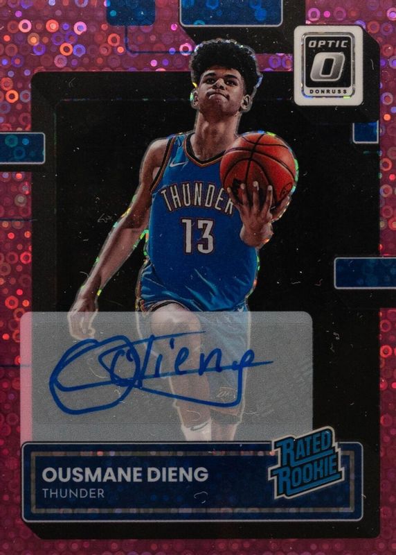 Ousmane Dieng 2022 Optic #220 Rated Rookie Signatures - Fast Break Pink /25 Rookie PSA 10