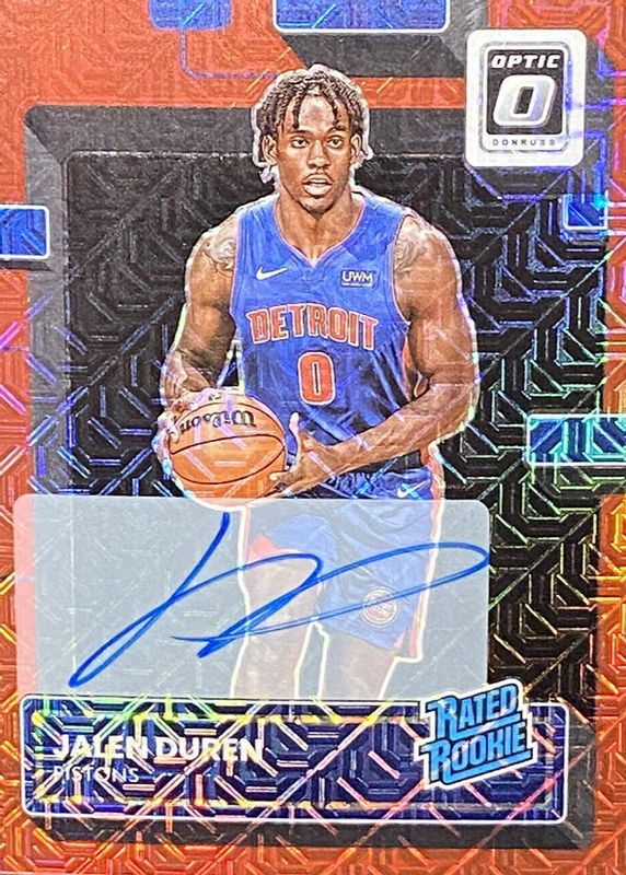 Jalen Duren 2022 Optic #227 Rated Rookie Signatures - Choice Rookie PSA 9