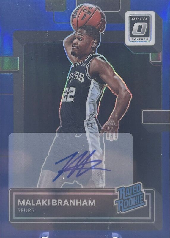 Malaki Branham 2022 Optic #222 Rated Rookie Signatures - Blue /49 PSA 10