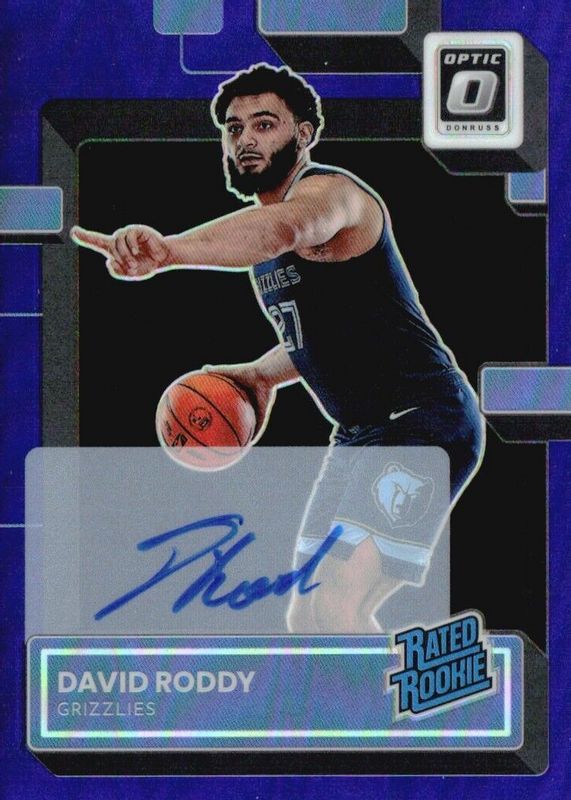 David Roddy 2022 Optic #225 Rated Rookie Signatures - Purple PSA 10