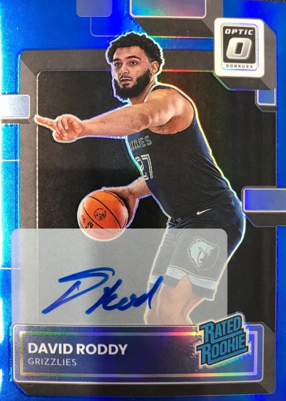 David Roddy 2022 Optic #225 Rated Rookie Signatures - Blue /49 RAW