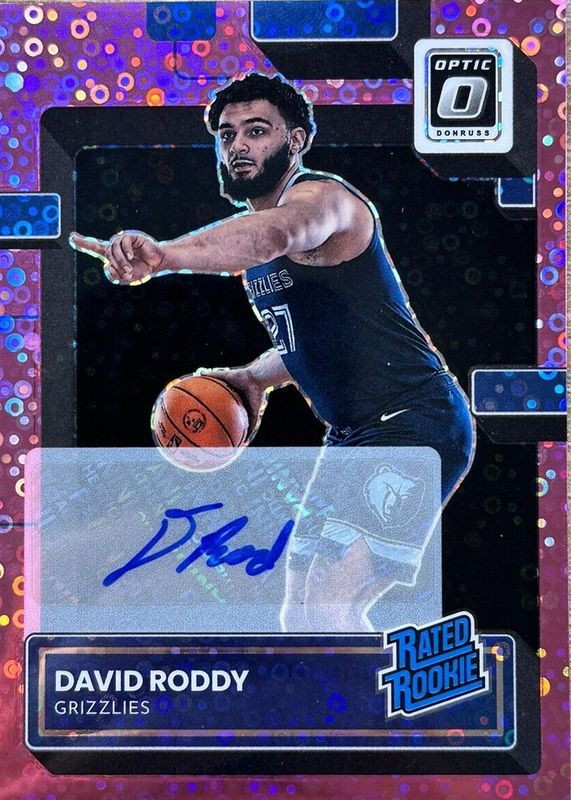 David Roddy 2022 Optic #225 Rated Rookie Signatures - Fast Break Pink /25 SGC 10