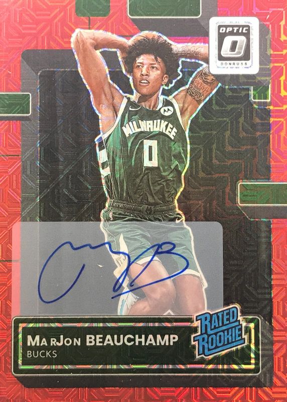 MarJon Beauchamp 2022 Optic #210 Rated Rookie Signatures - Choice PSA 10