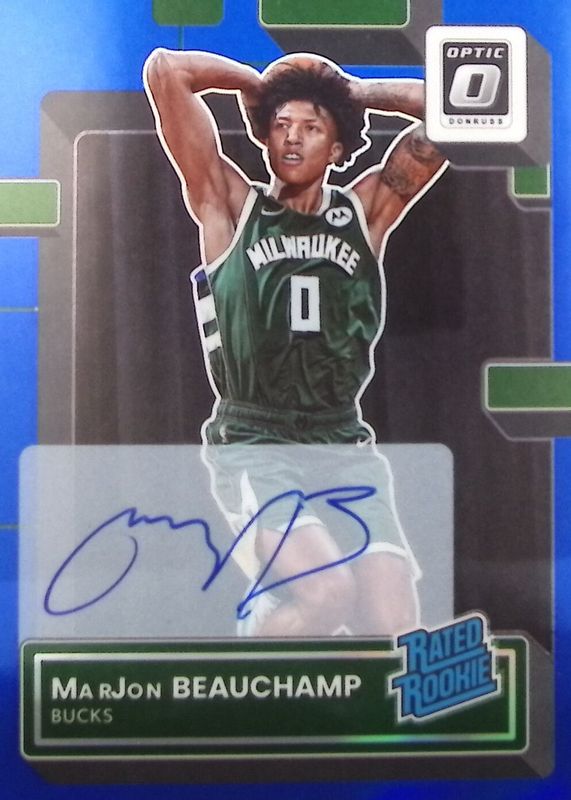 MarJon Beauchamp 2022 Optic #210 Rated Rookie Signatures - Blue /49 PSA 10