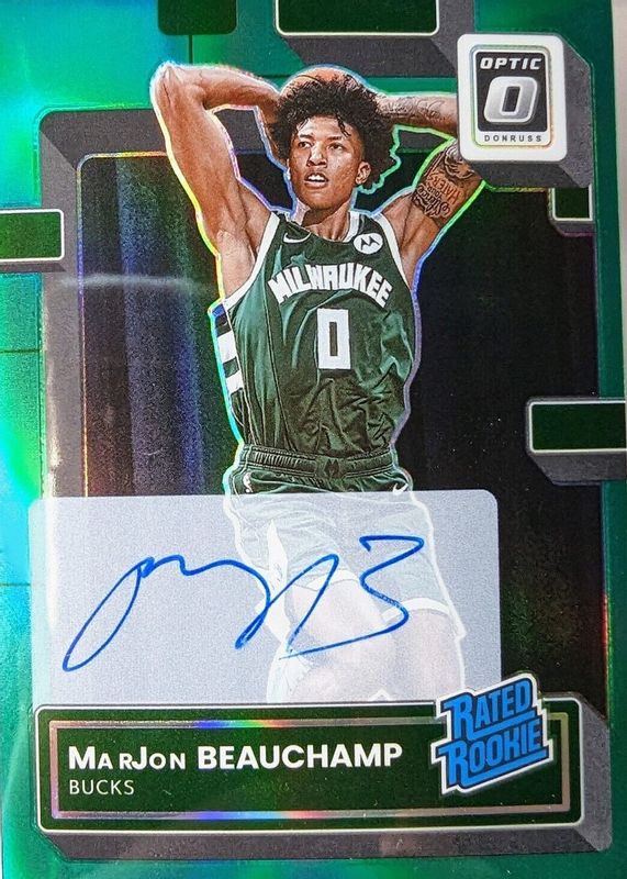 MarJon Beauchamp 2022 Optic #210 Rated Rookie Signatures - Green /5 PSA 10