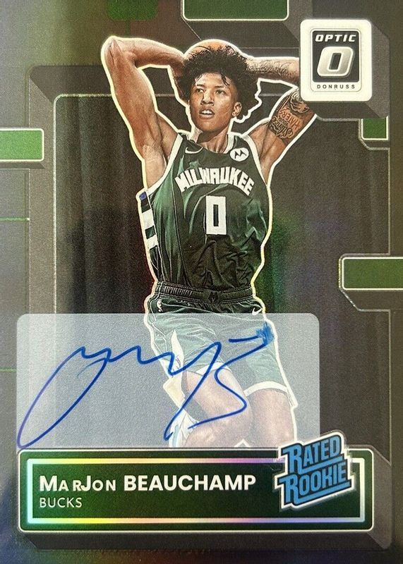 MarJon Beauchamp 2022 Optic #210 Rated Rookie Signatures - Black /1 PSA 10