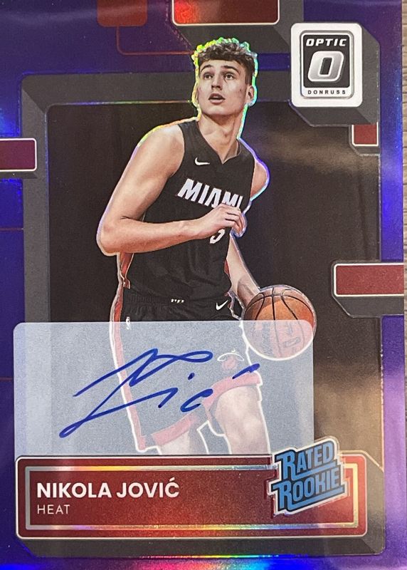 Nikola Jovic 2022 Optic #224 Rated Rookie Signatures - Purple Rookie PSA 10