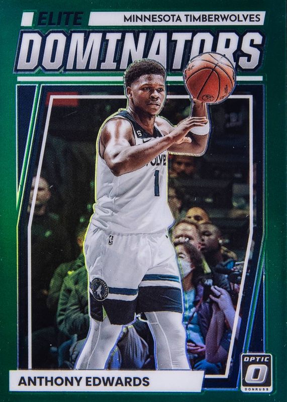 Anthony Edwards 2022 Optic #23 Elite Dominators - Green /5 PSA 10