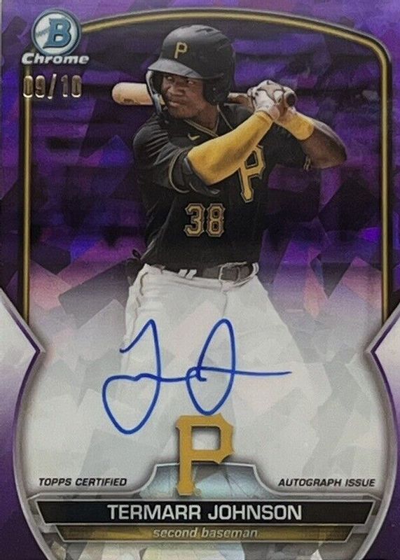 Termarr Johnson 2023 Bowman Sapphire Edition #BSPA-TJ Chrome Prospect Auto - Purple /10 RAW