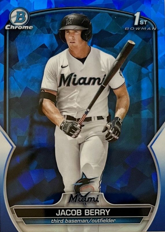 Jacob Berry 2023 Bowman Sapphire Edition #BCP-108 Chrome Prospects (1st) PSA 10