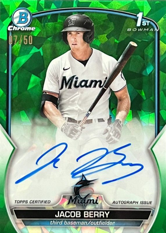 Jacob Berry 2023 Bowman Mega Box Chrome Prospects - Orange Mojo Refractor  #BCP-108 Price Guide - Sports Card Investor