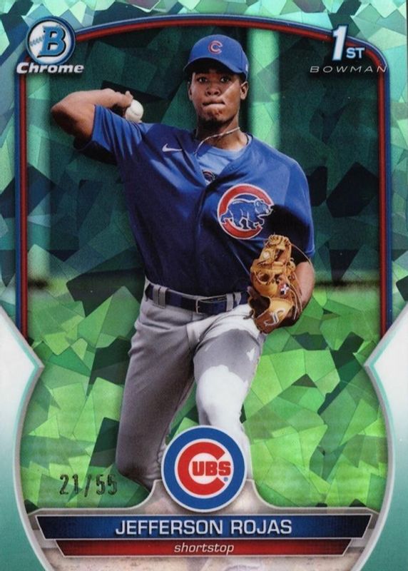 Jefferson Rojas 2023 Bowman Sapphire Edition #BCP-70 Chrome Prospects - Aqua /55 (1st) PSA 10